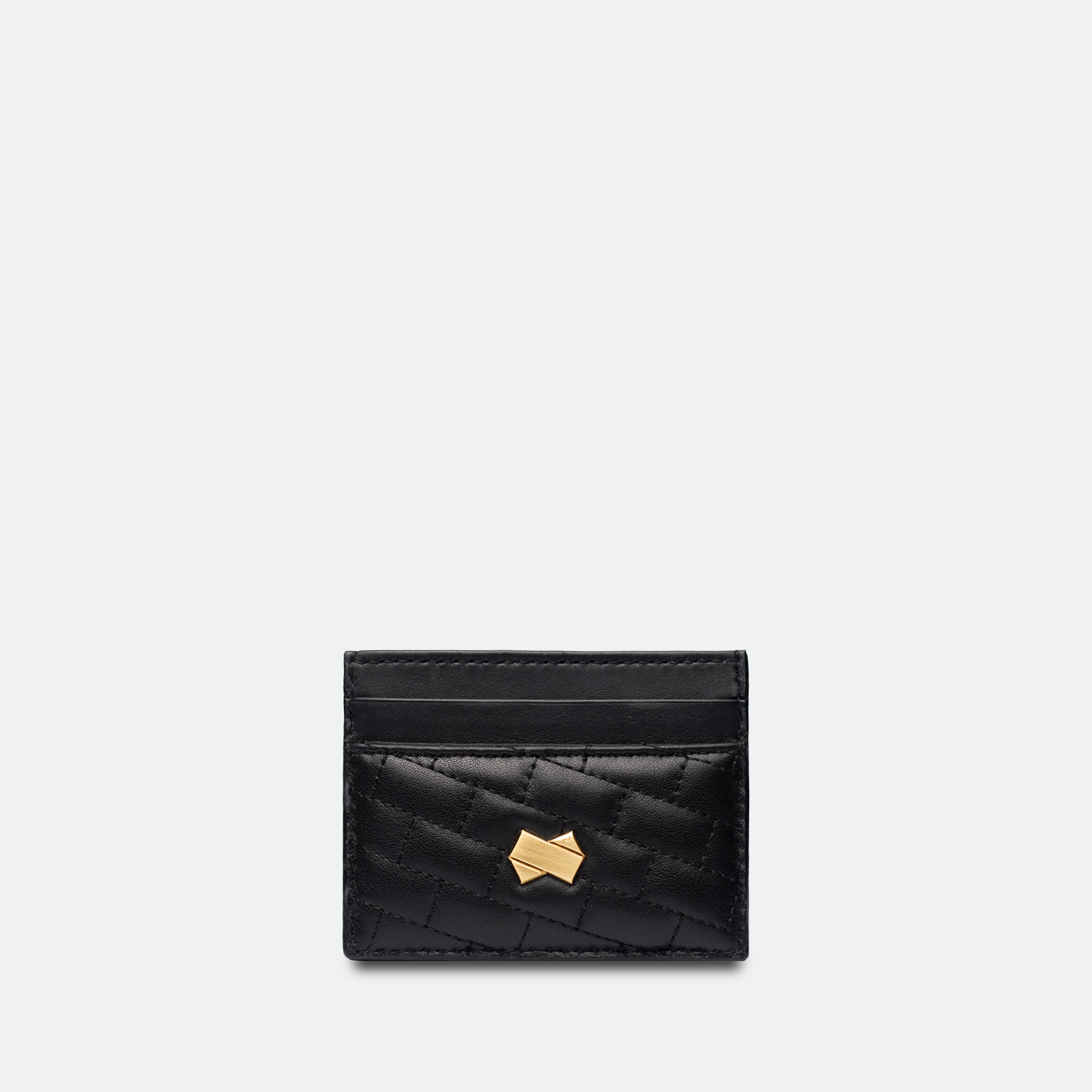 Porte cartes femme cuir noir avec motif matelassé Faubret et plusieurs fentes pour cartes