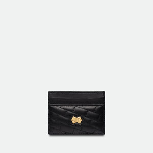 Porte Carte Femme Cuir Noir Matelassé