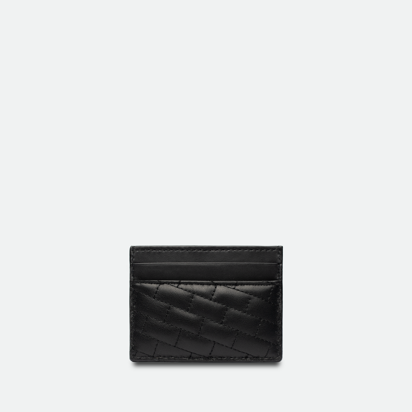 Porte cartes femme cuir noir matelassé avec détail cuir noir.